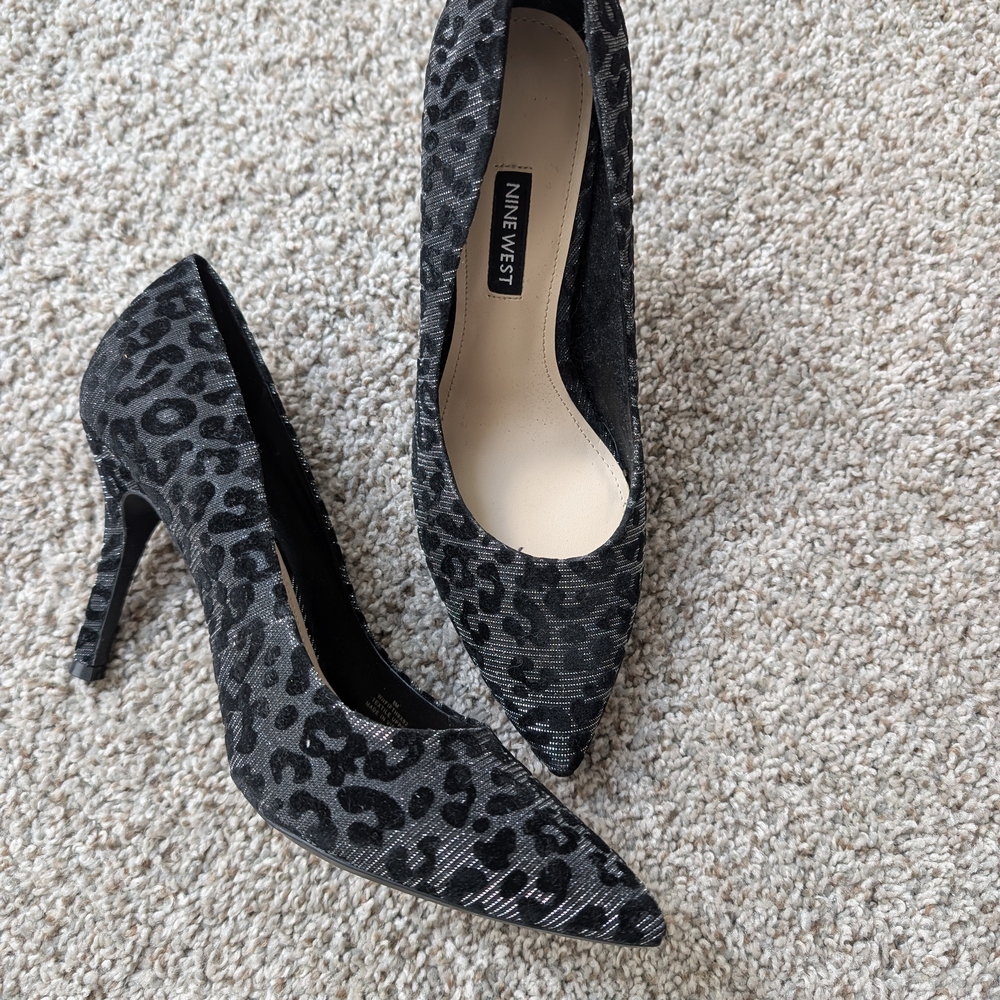 Nine West Black Leopard Print Women's Heels